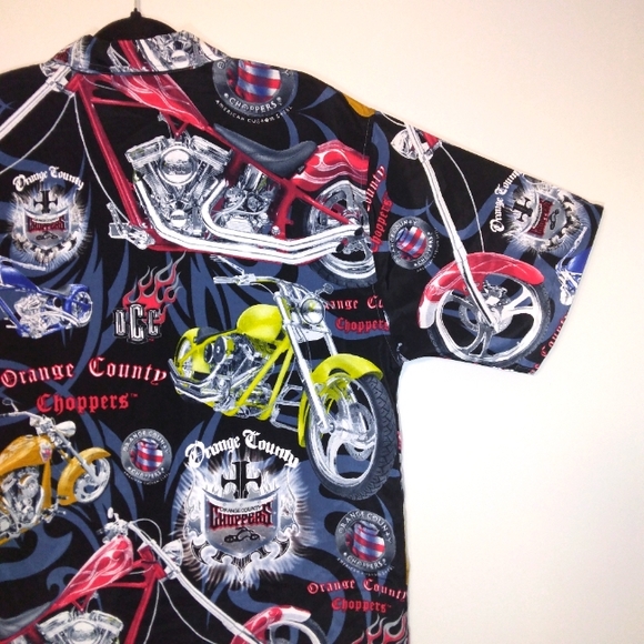 Vintage Orange County Chopper Short Sleeve Button Down Men's Size Large - Picture 11 of 12